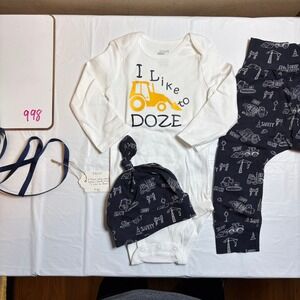 Handsewn Carters‎ Baby Boy 6-9M Construction Tractor 3pc Bodysuit Pants Hat